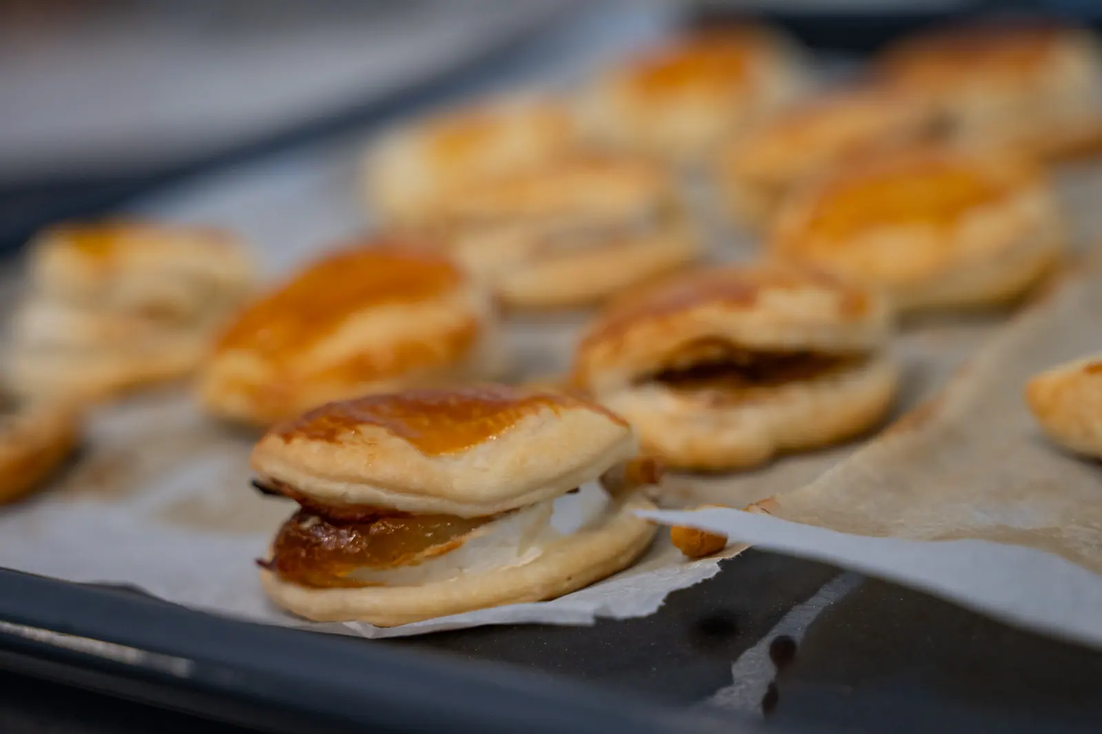 Golden puff pastries fresh from the oven