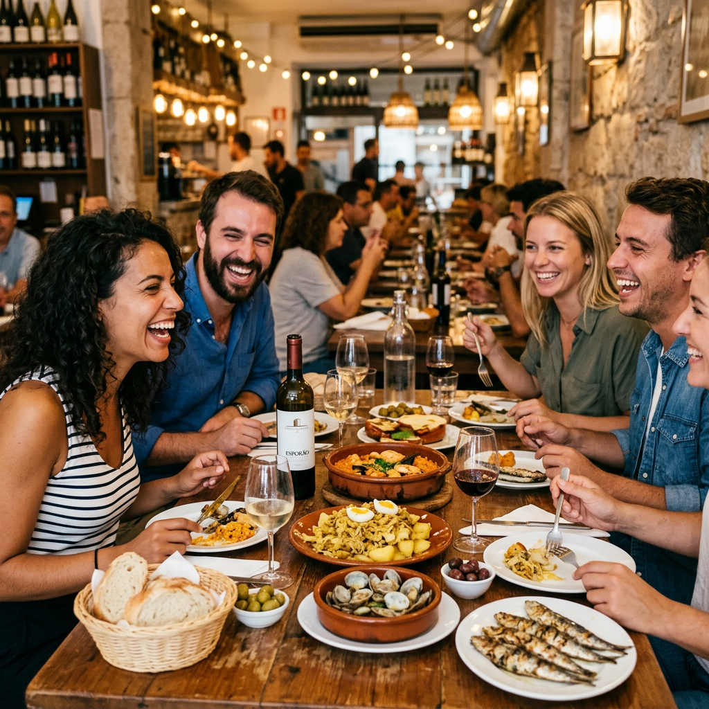 Guests dining together at the table